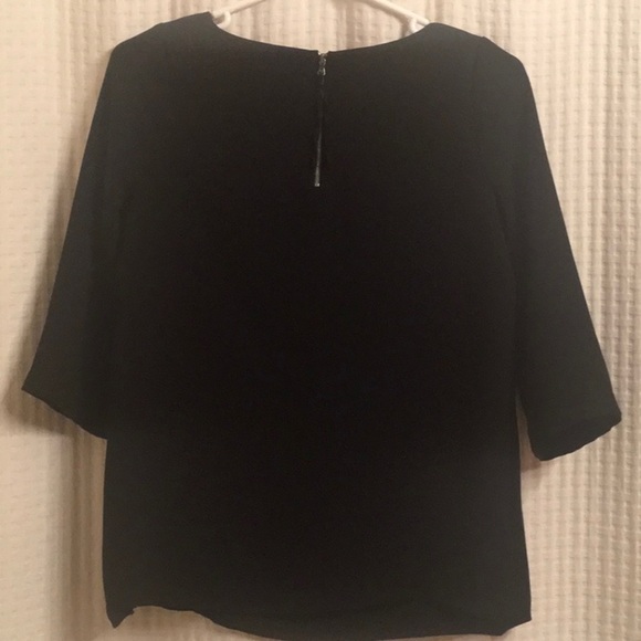 Embellished Ann‎ Taylor Loft  top size Petite xs black top blouse short sleeve - Picture 4 of 7